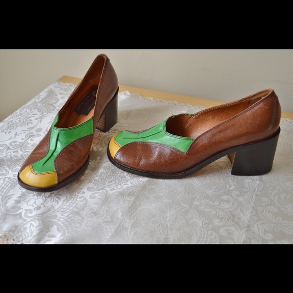 Vintage 70’s Italian Leather Healed Loafer - Picture 1 of 6